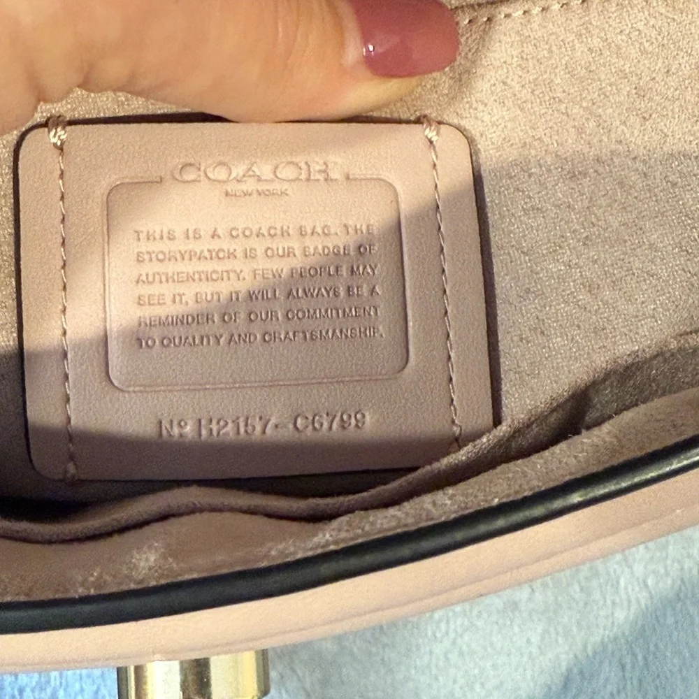 Coach Pink with Burgundy straps Leather Handbag